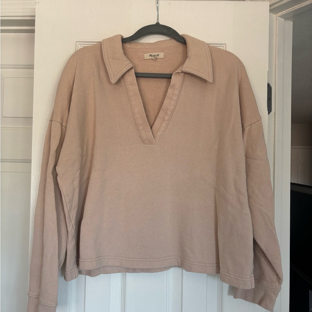 Madewell Light Pink/Tan Boxy Polo Sweater